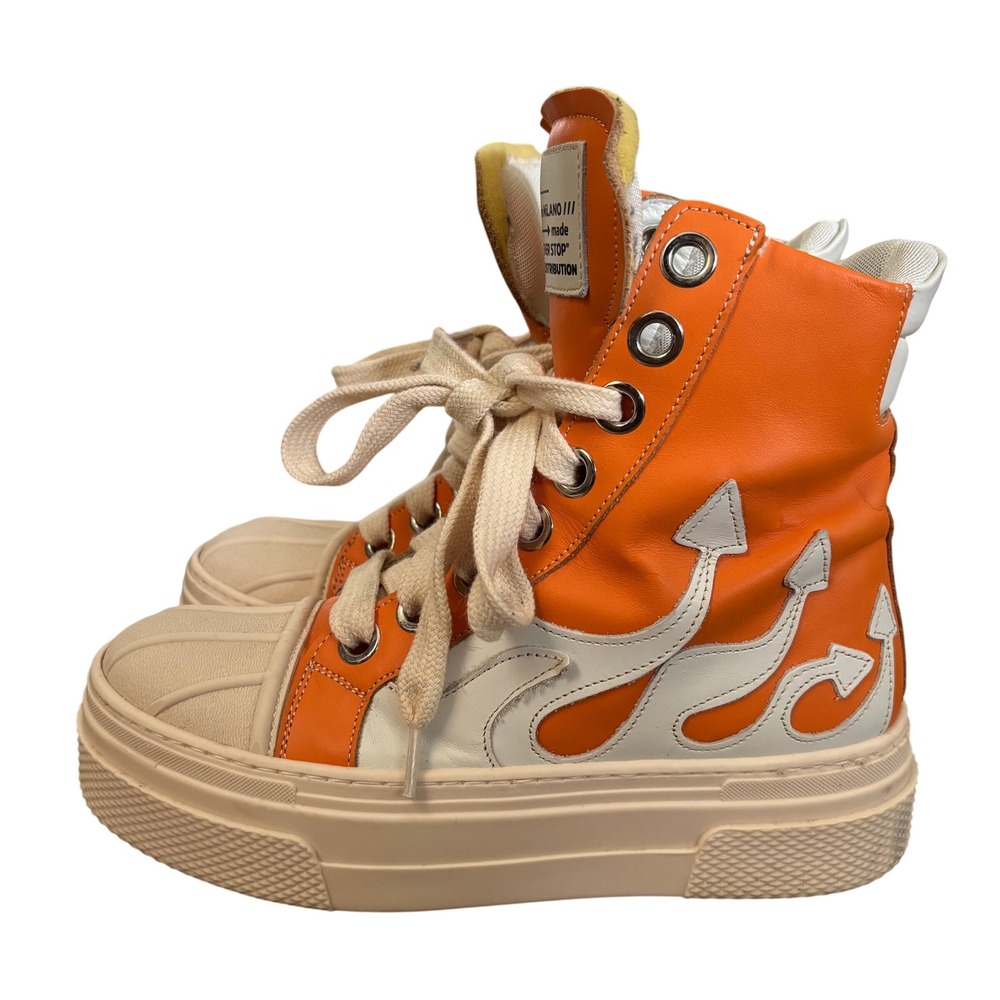EUC Cristian Zerotre Calipso 300 Flame High Top Platform Sneakers Sz 39 Orange